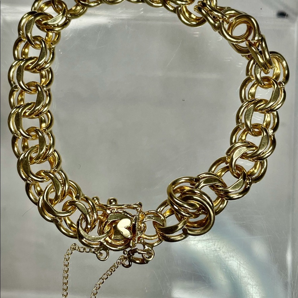 💰SOLD! 14K Yellow Gold Rolo Chain Link Bracelet - Picture 5 of 10